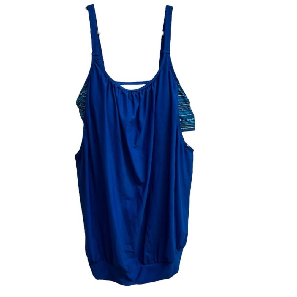 BLOOMCHIC Blue Tankini Adjustable Straps Swim Top Size 18/20